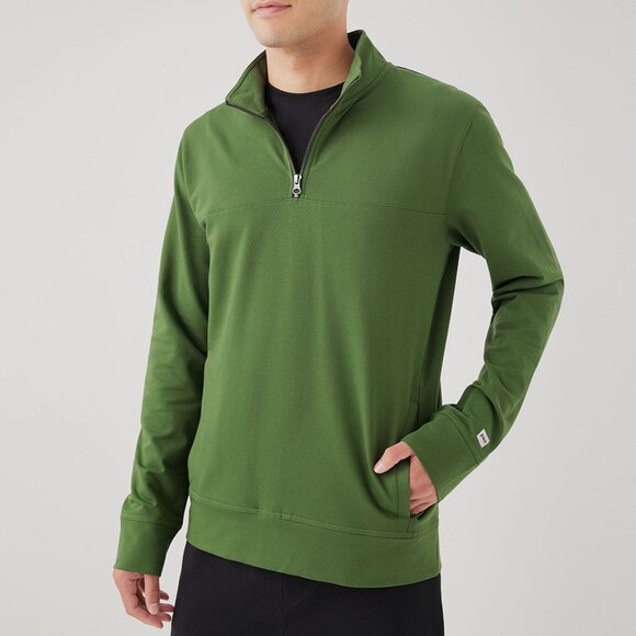 PACT Organic Cotton Stretch French Terry Quarter Zip Sweatshirt Size Large - Picture 1 of 11